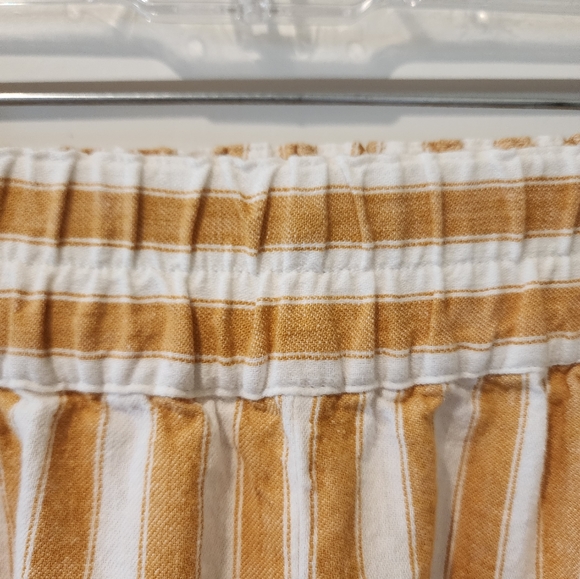 Madewell Tapered Huston Pull On Crop Pants Stripe Mustard and White Size Small - Picture 3 of 11